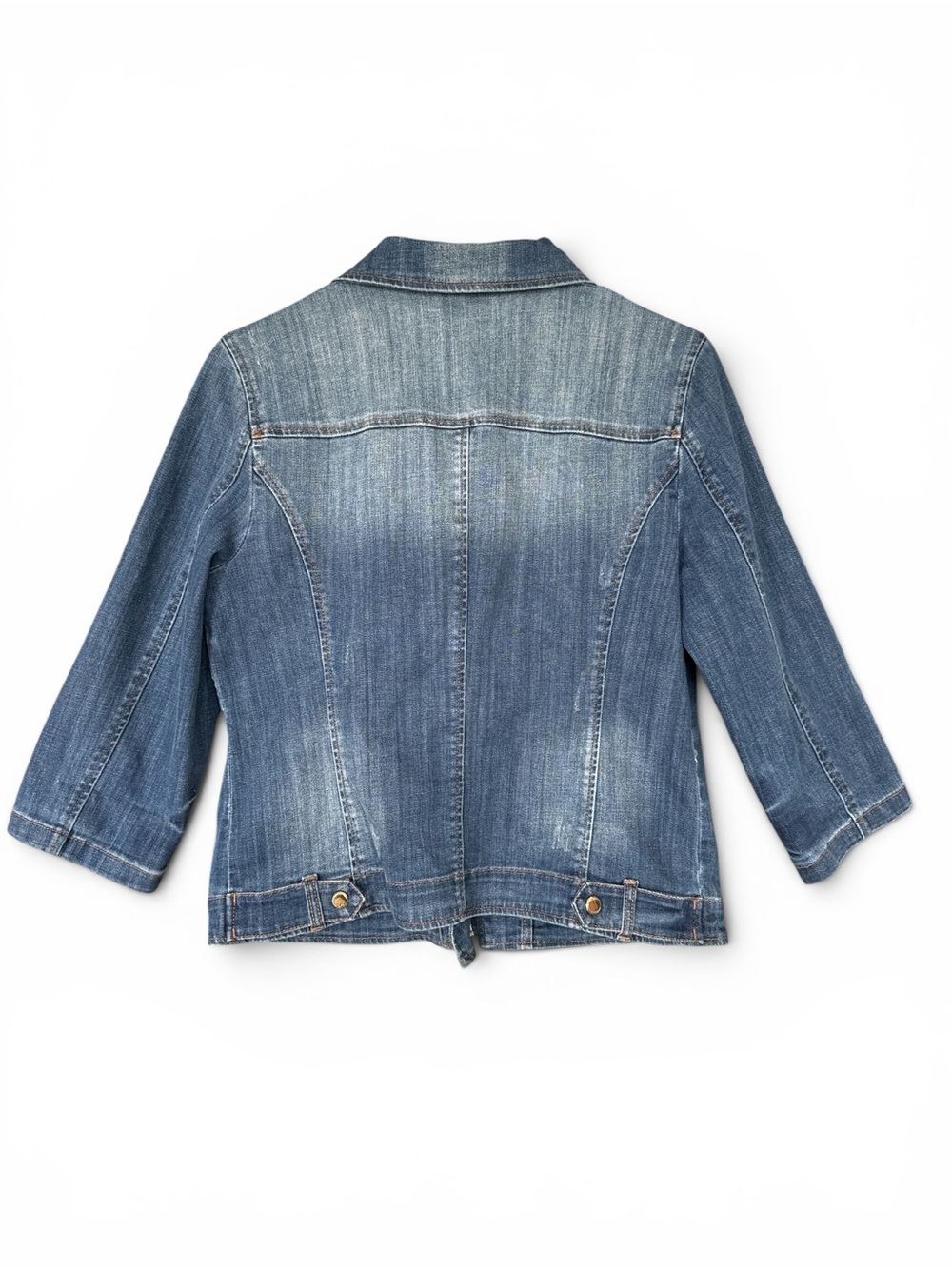 Chico's Distressed Blue Denim Moto Jacket - Picture 4 of 7